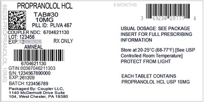 Label (69238 2077 7 Propranolol 10mg 67046 211 30)
